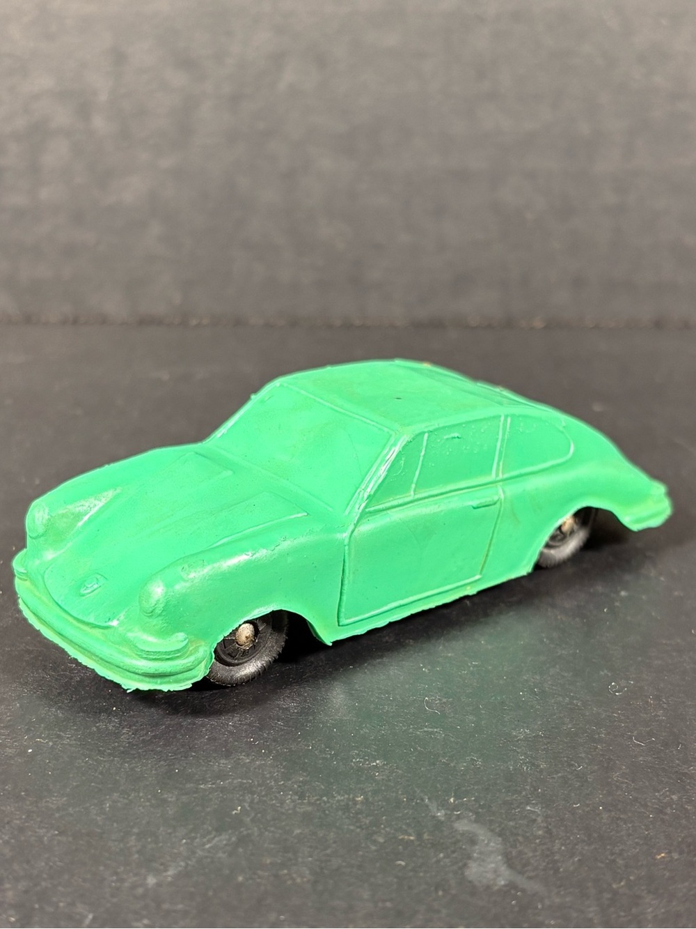 Vintage Hong Kong Plastic Porsche Toy Car Green #12 4” Mid Century